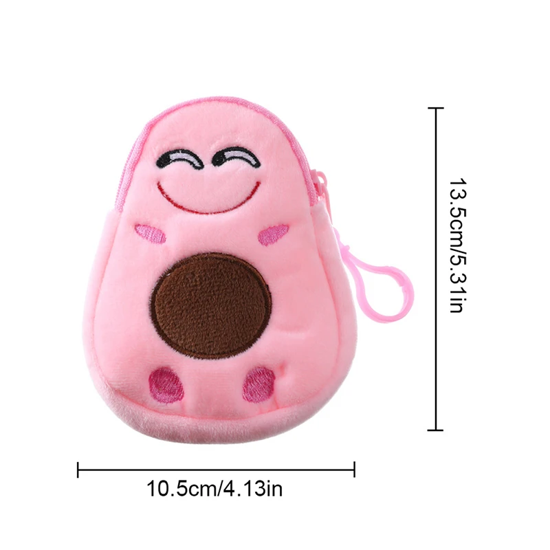 Cartoon Soft Plush Women Coin Purse Cute Avocado Zipper Children Girls Coin Wallet USB Cable Headset Mini Bag Key Wallet