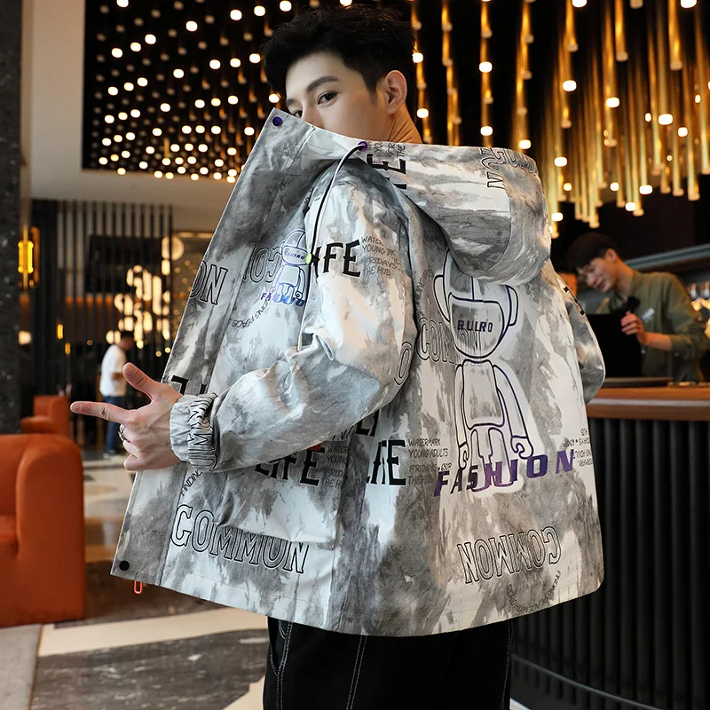 2022 Spring All Match Casual Hooded Coat Ins Male Student Hip-Hop Korean Version of Tiktok Live Jacket