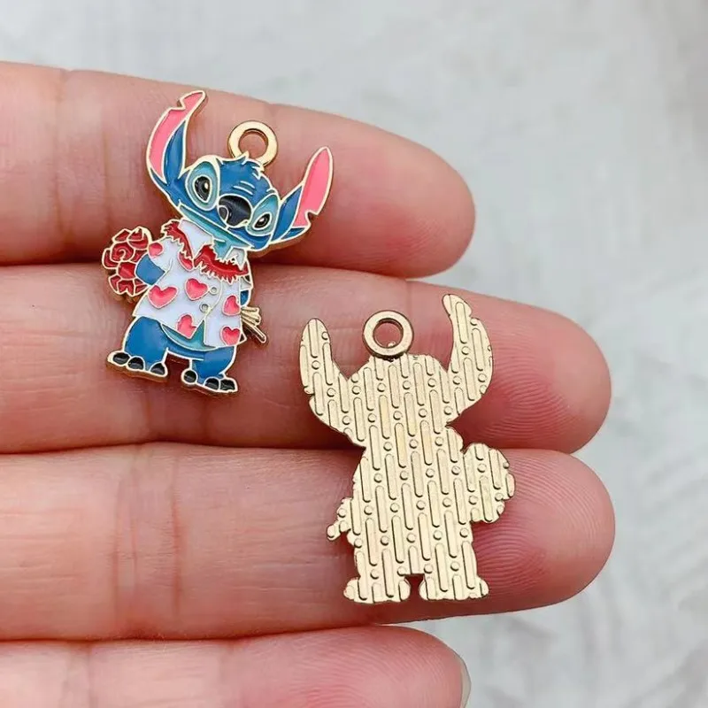 10pcs Stitch Charm for Jewelry Making Enamel Colorful Anime Cartoon Pendant for DIY Jewelry Necklace Earrings Bracelet