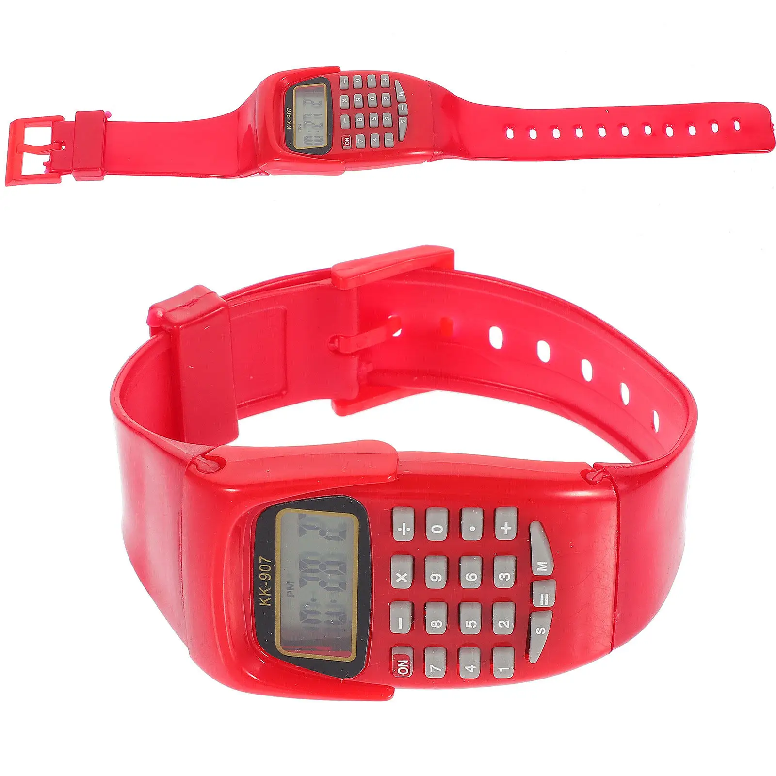 

2Pcs Digital Calculator Watch for Bright Red Calculation Wrist Timepiece Portable Math Practice Tool Gift for School