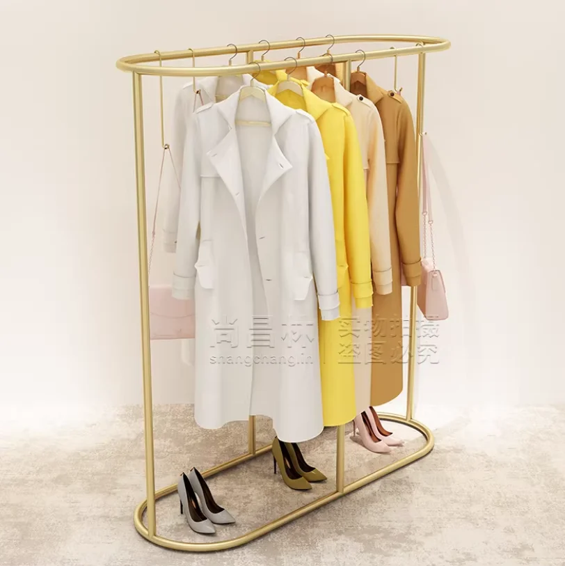 

Iron Artwork With Painted FinishClothing Display Rack Nakajima Wrought Iron Gold Round Internet Celebrity Hanger Clothes Display