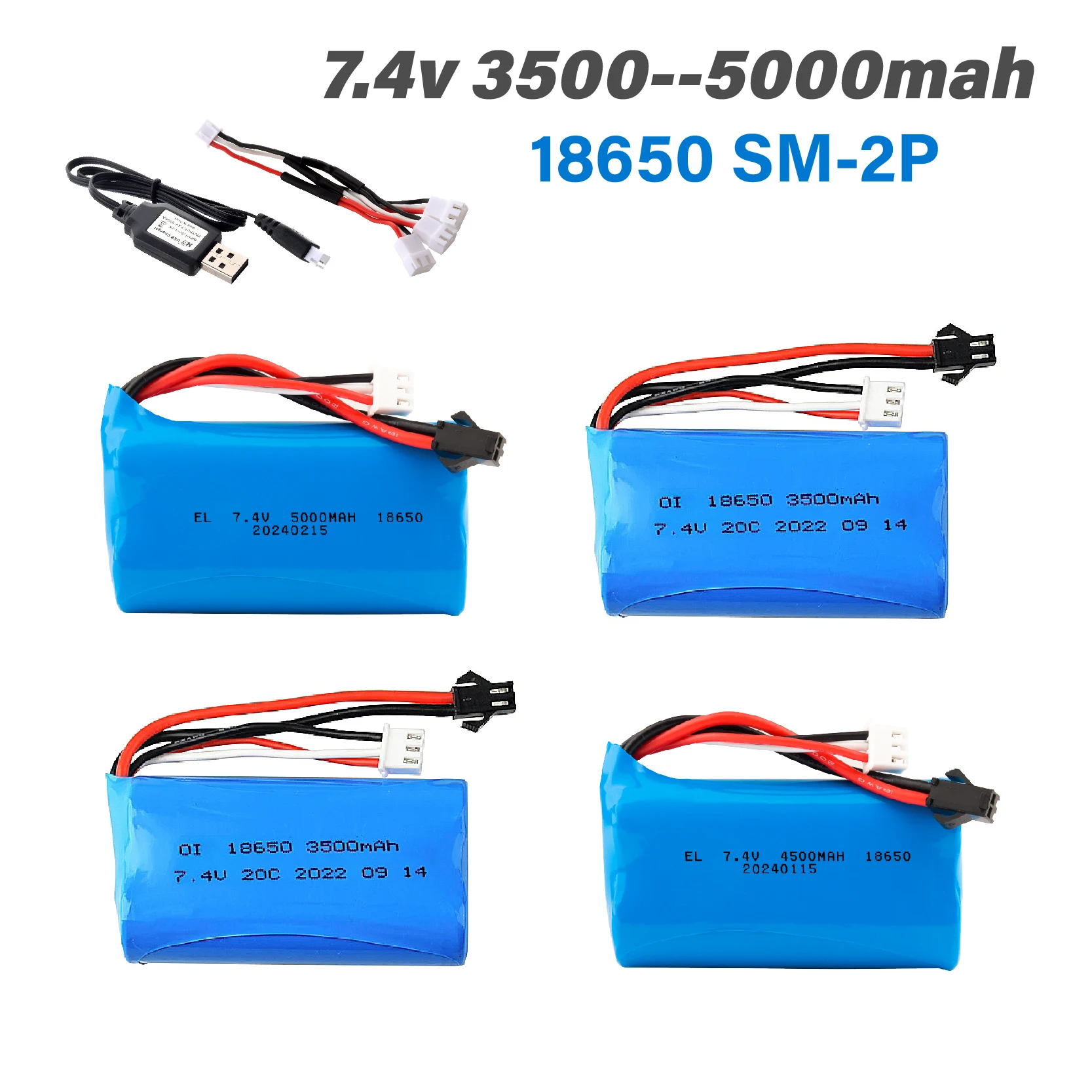 SM-2P 4500/5000mah 18650 Аккумулятор для WPL MN99S D90 Q1 H101 H103 Запчасти для Wltoys HS 18321 18321 RC Cars 7,4 v аккумулятор