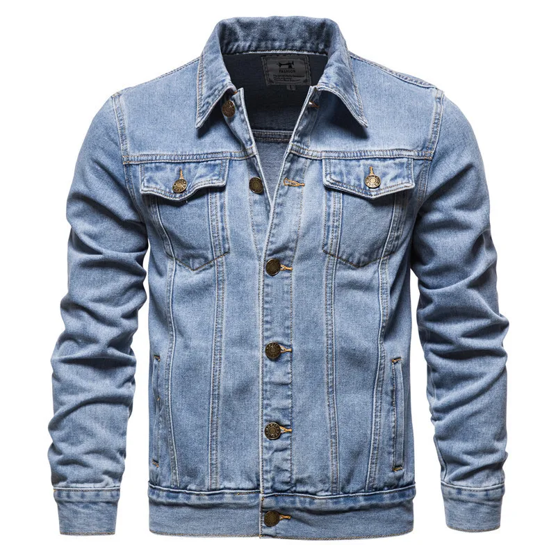 

Men's High Quality Lapel Fashion Casual Denim Jacket Male Motorcycle Jacket Denim Jacket Oversized Denim Coat Outwear for Men