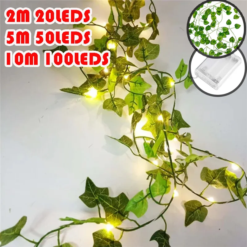 Artificial Leaf Flower Led String Lights Christmas Decorations Outdoor Home Garland Wedding Party Decor Fairy Garden Patio Decor