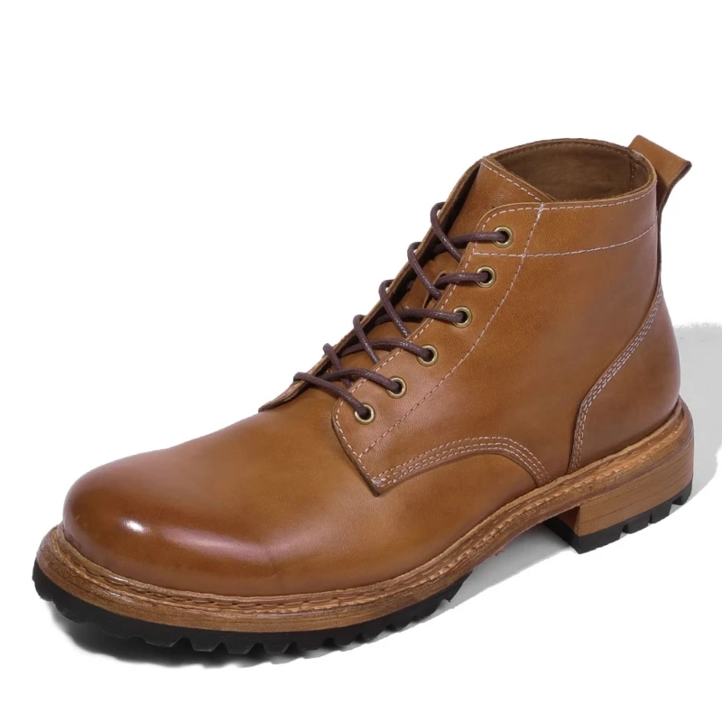 

Английская стираная локомотивная обувь из конской кожи с высоким берцем для мужчин, сшитая вручную износостойкая повседневная обувь в стиле ретро в стиле ретро