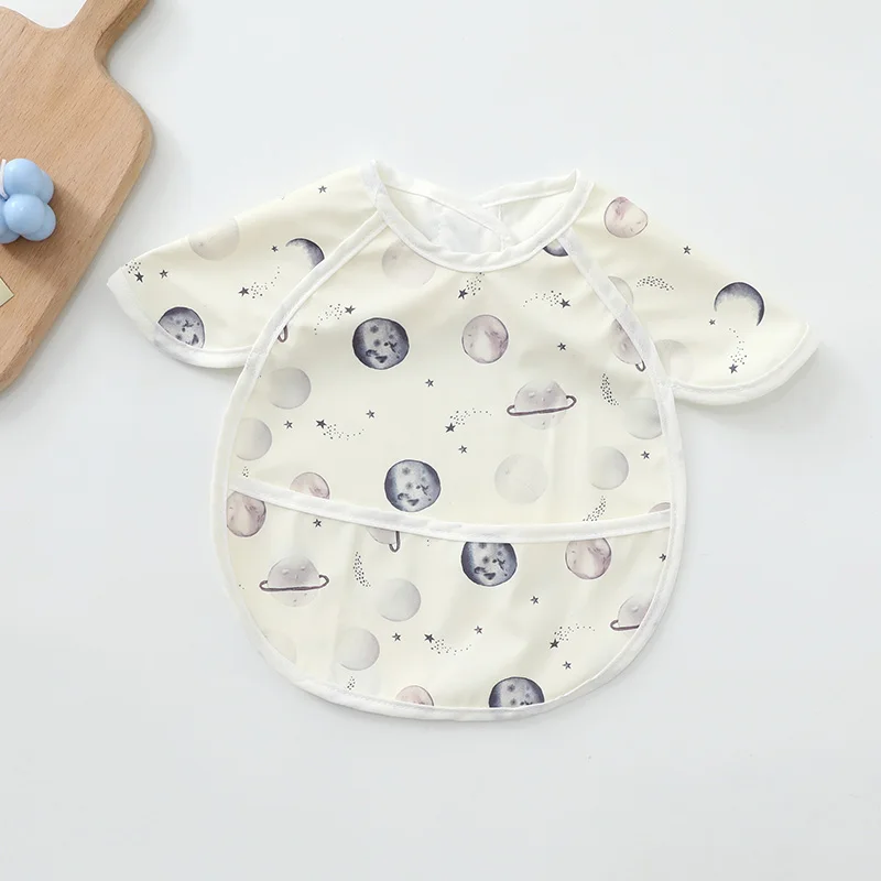 Baby Bibs PU Soft Waterproof Eating Clothes Bib Sleeveless Cartoon Print Dirt Proof Feeding Clothes Toddler Kids Products