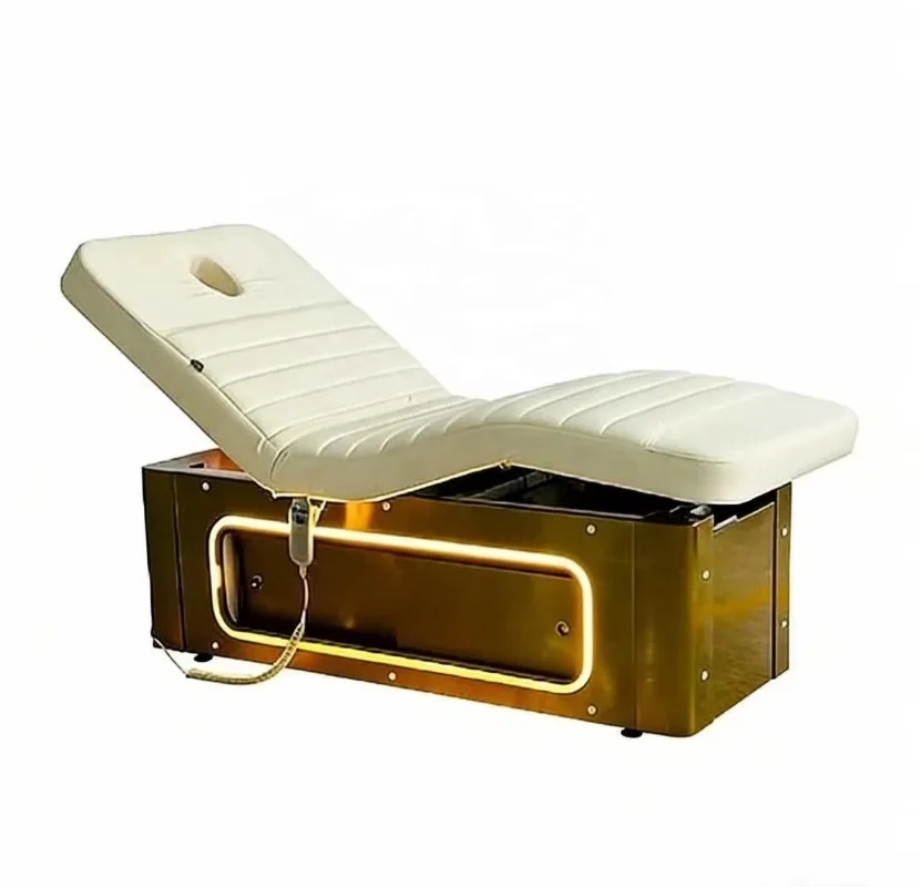 Adjustable electric beauty bed with high-density sponge and leather frame