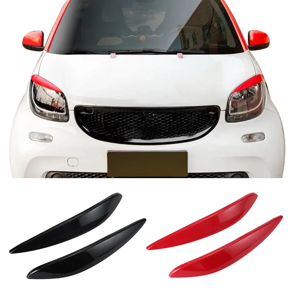 2pcs Headlamp Headlight Eyebrow Stickers Trim Carbon Fiber Decoration Cover For Smart fortwo forfour 453 Car Accessories