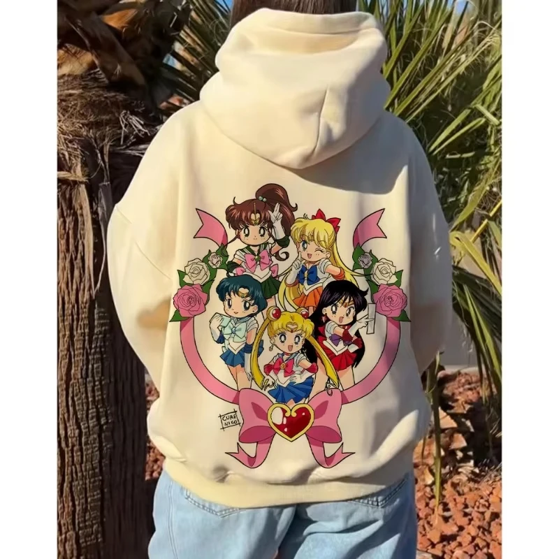 

Autumn Winter Fleece Japan Anime Sailor Moon Hoodie Men Women Hoodies Loose Sweatshirt Unisex Autumn Warm Casual