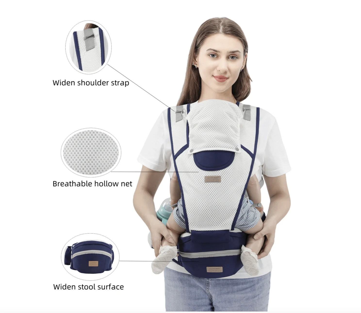 

Multifunctional All Seasons Baby Carrier With Waist Stool