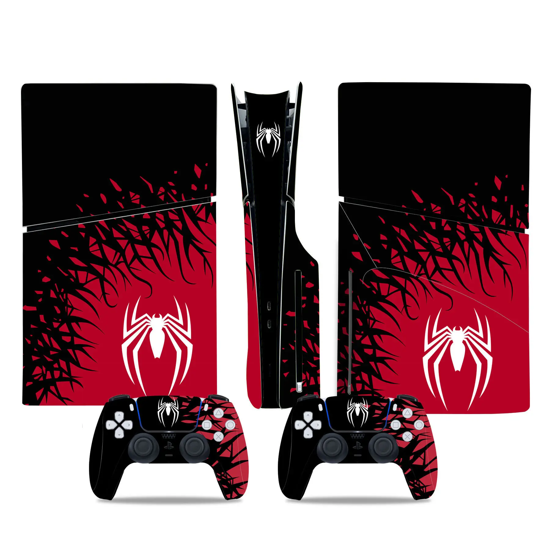 Design Full Body Vinyl Spider Skin Stickers Protective Cover for PS5 Slim Disc Edition Digital Version Console and Controllers