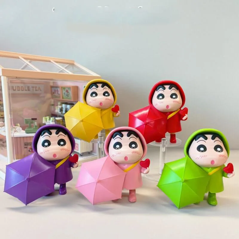 Crayon Shin Chan Raincoat Shin Chan Figure Blind Box Desktop Car Decor Anime Peripheral Collectible Ornament Birthday Present