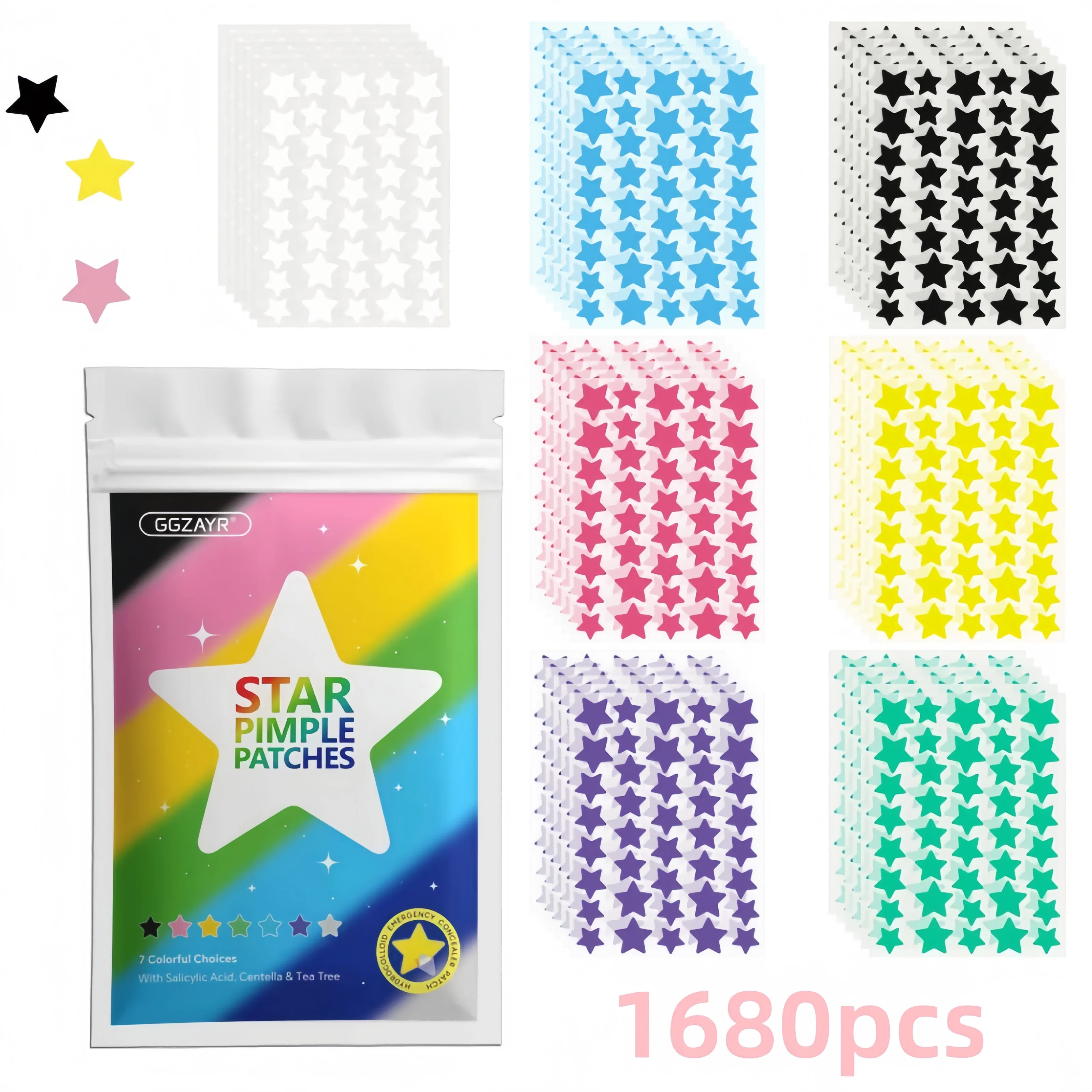 560/840/1680pcs Rainbow Star Acne Patches – Cute Hydrocolloid Dots for Clear Skin, Party & Daily Use image 4