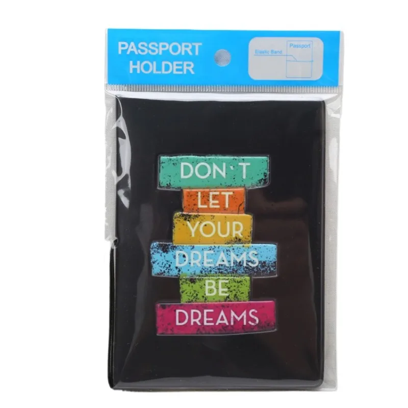 

Inspirational English Sentences Passport Case Cover for World Travel with Ticket Credit ID Cards Slot Passport Holder Sleeve