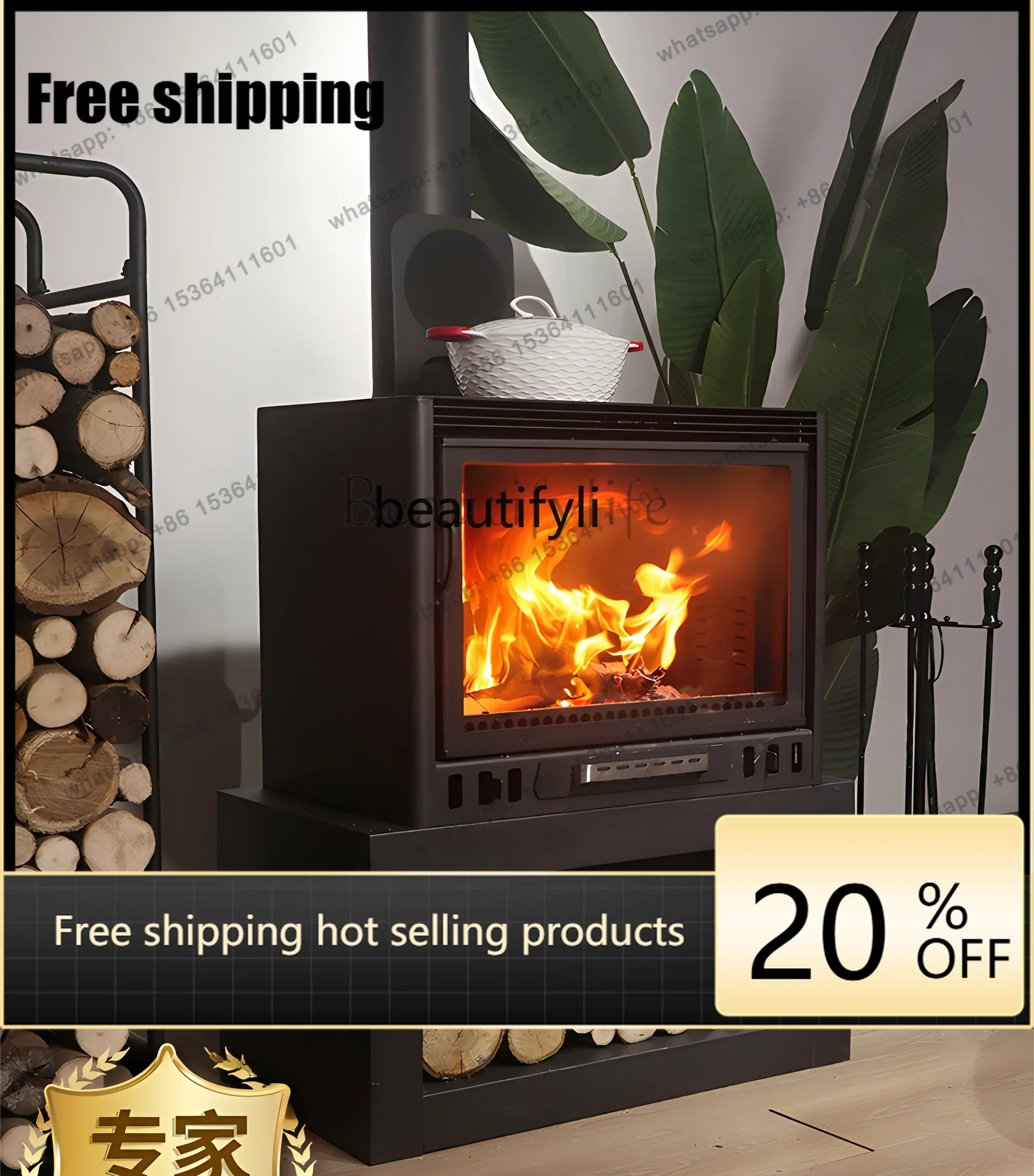 Factory CustomizationReal fire burning firewood winter heater burning firewood boiling water rural new living room indoor real f