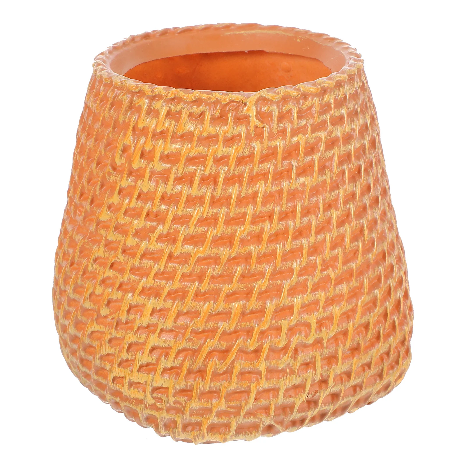 Simulated Rattan Pen Holder Small Desktop Organizer Flower Vase Pencil Cup Makeup Brush Holder Plastic Office Home Use