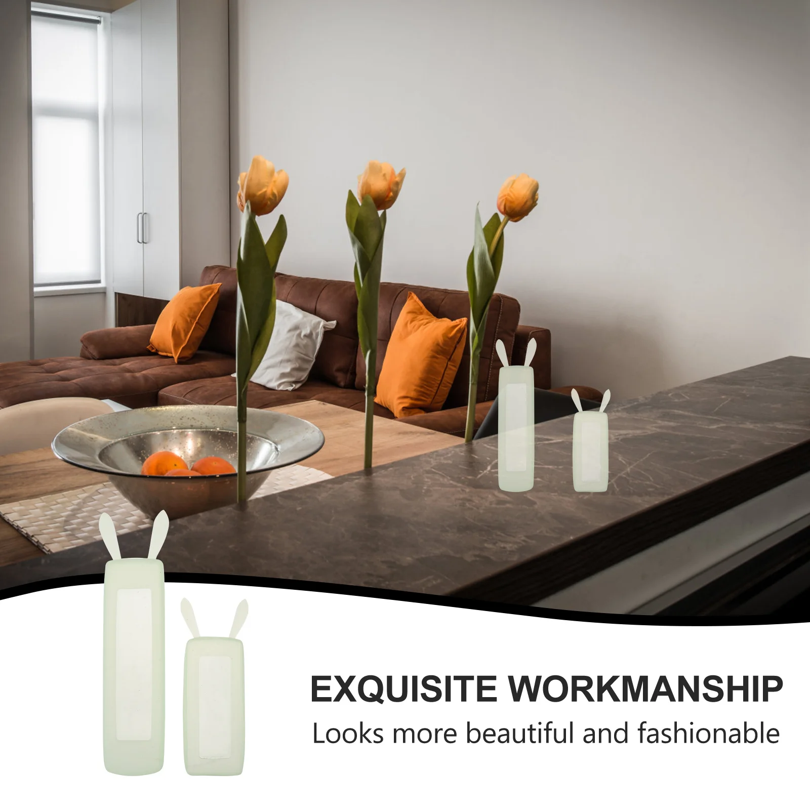 

4pcs Luminous Silicone Remote Controller Cover Rabbit Design Glow In Dark Waterproof Anti-Slip Dustproof Air-Conditioning