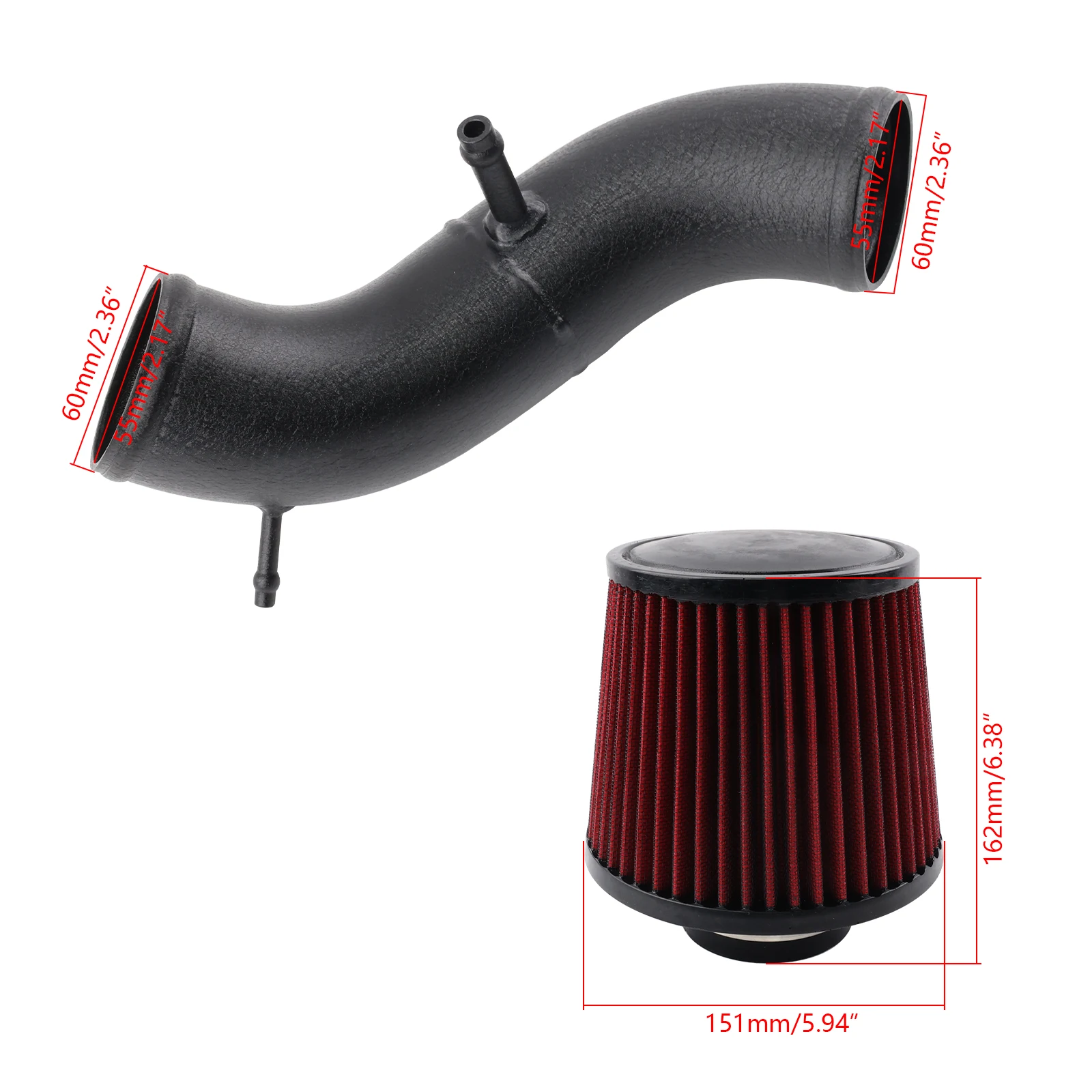 Cold Air Intake Kit For Abarth 500 595 695 High Flow Air Intakes System Silicone Hose for T-type jet engine high-flow feeding view 2