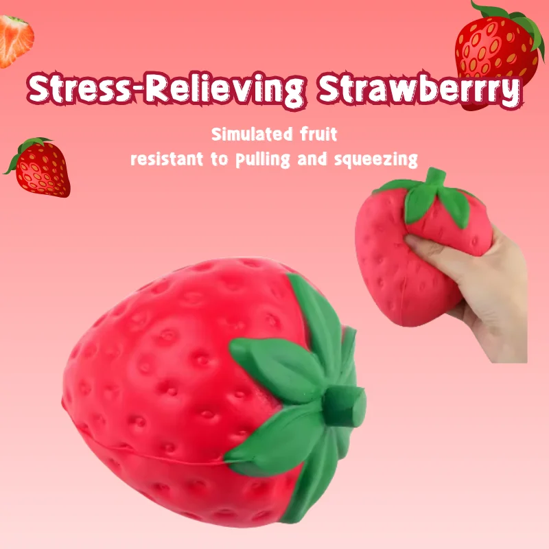 Riesiger extra großer Erdbeer-Squishy, langsam aufsteigender, formbarer Simulations-Fruchtball, Anti-Stress-Spielzeug, Geschenk für Erwachsene und Freunde