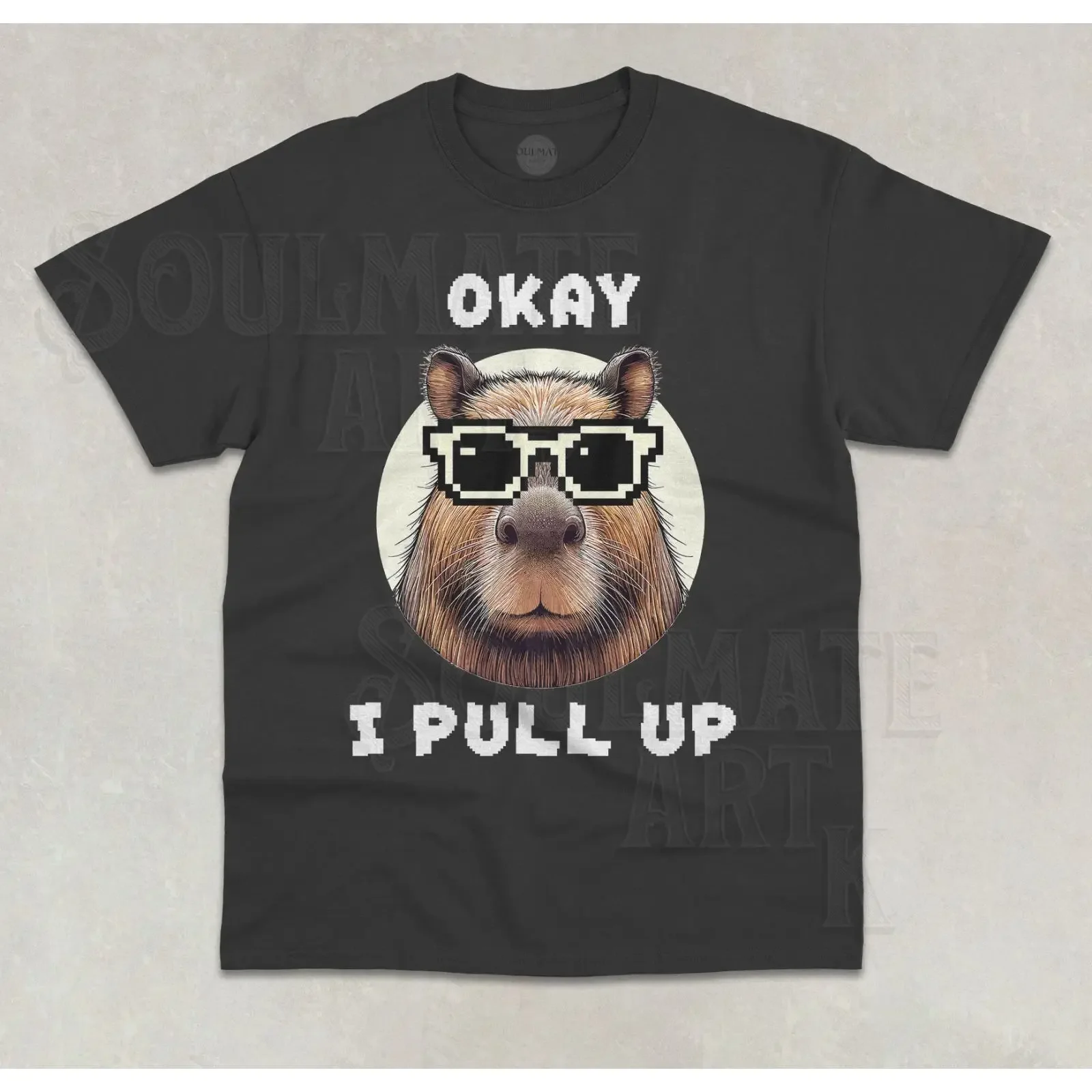 Ok I Pull Up T Shirt Capybara Funny Meme Joke Silly Animal  vintage Washed Unisex Versatile Soft Casual Slightly