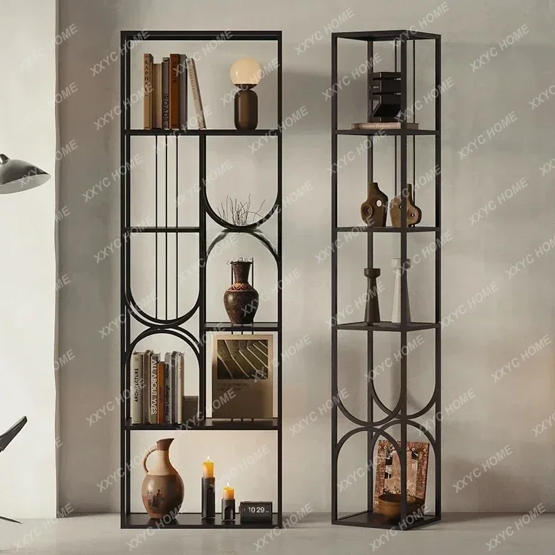 

JJYh Wrought Iron, Floor Rack, Living Room Integrated Storage Rack Against The Wall, Office Tea Display Rack