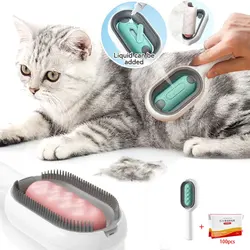 Pet Grooming Comb Cat Brush Long Hair Remover Brush for Dog Cat Silicone  Wipe and Water Tank Pet Product Accessories