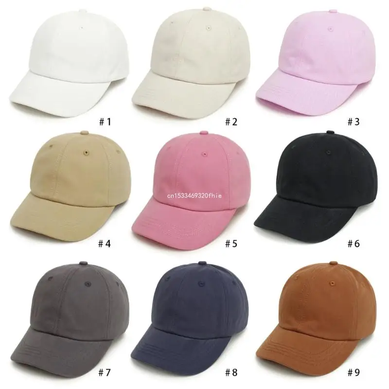 Children Kids Baseball Cap Plain Solid Color Curved Brim Trucker for Sun Visor H