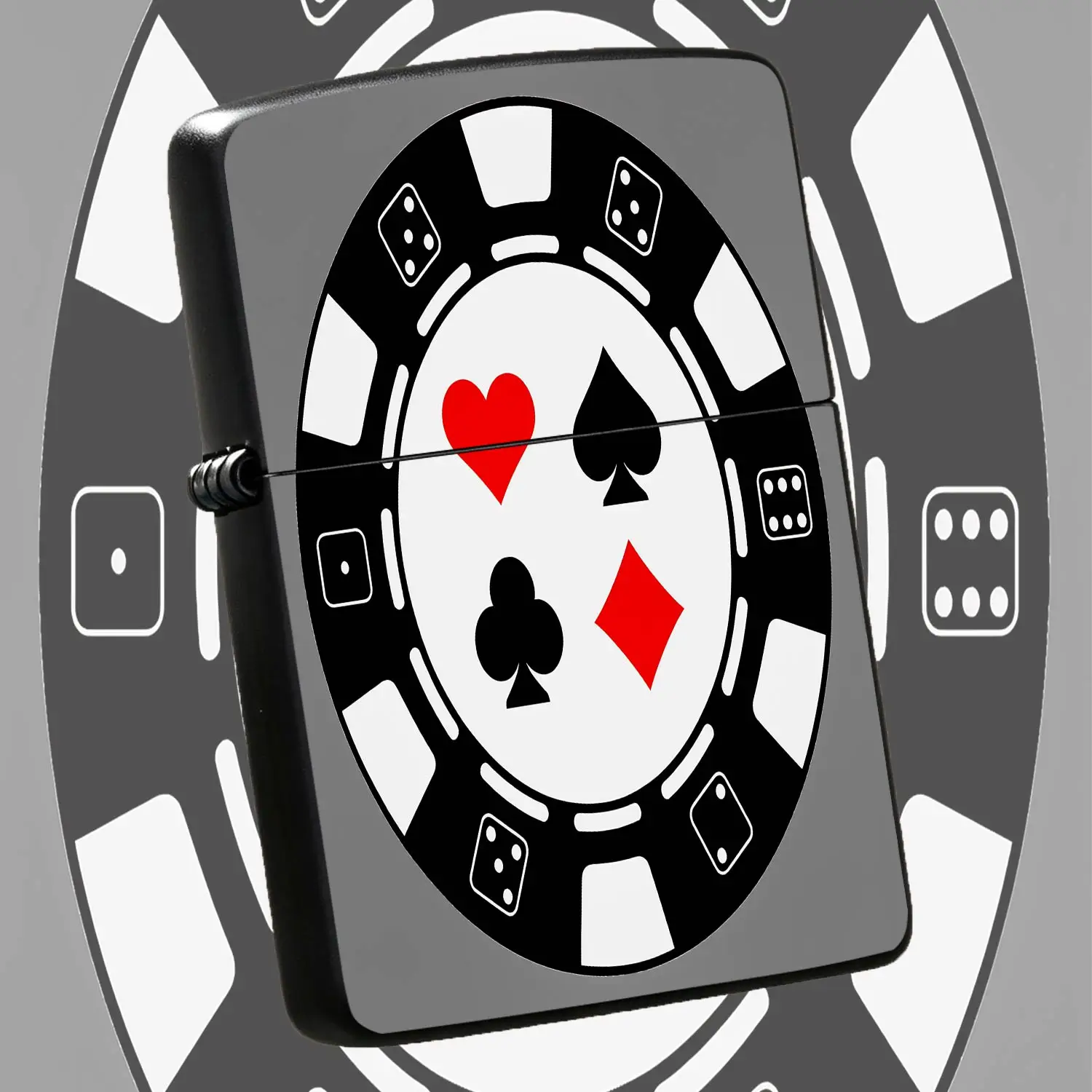 Creative Poker Chip Themed Lighter, Playing Card Suit Dice Pattern Portable Igniter, Unique Casino Culture Novelty Accessory, Ideal For Game Night Gathering Party Favors, Daily Outdoor Indoor Universal Use, Cool Decorat A Humorous And Inter