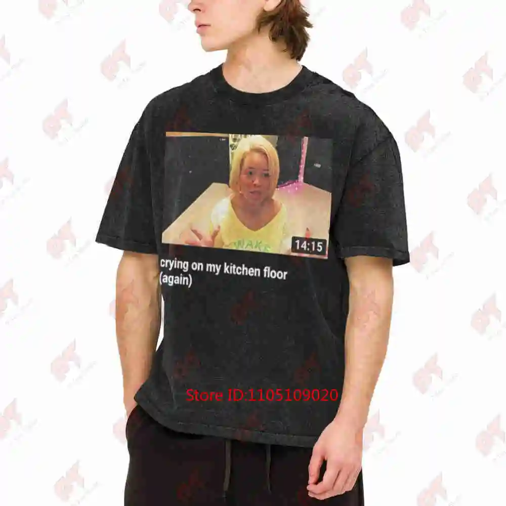 Trisha Paytas Crying On My Kitchen Floor Viral Video Pink Hair Vintage Washed Tee Pure Cotton T-Shirt