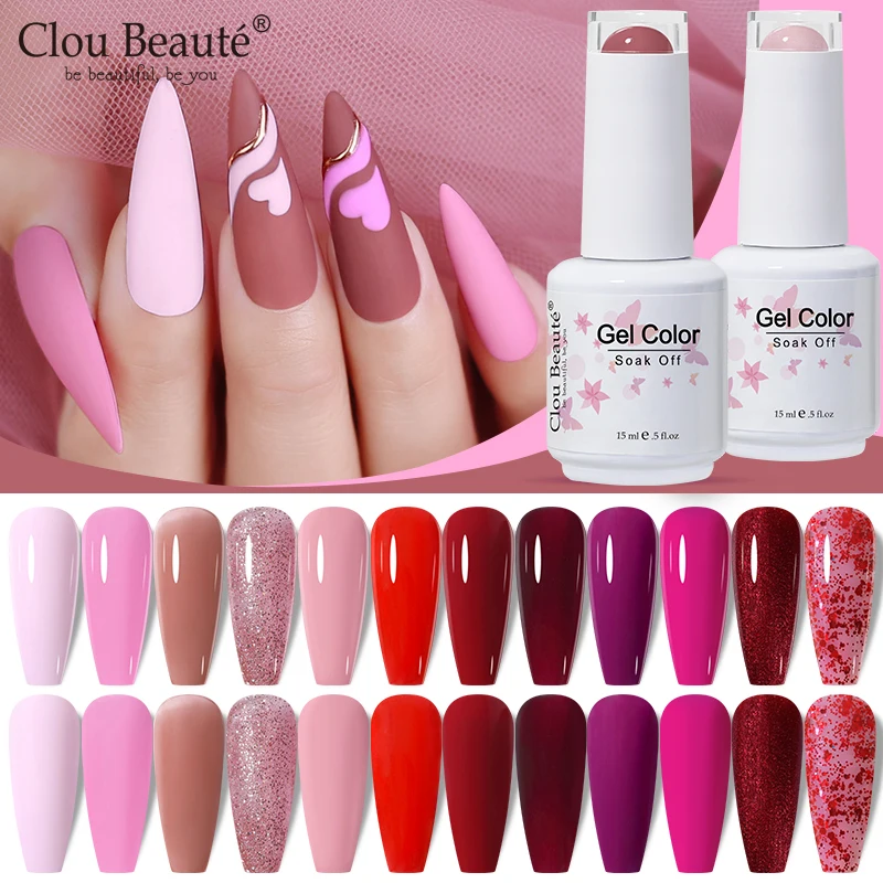 Clou Beaute 15ml 블루 컬러 젤 매니큐어 Vernis 세미 퍼머넌트 UV 젤 네일 아트 Lakiery Hybrydowe For Manicure Gel Polish