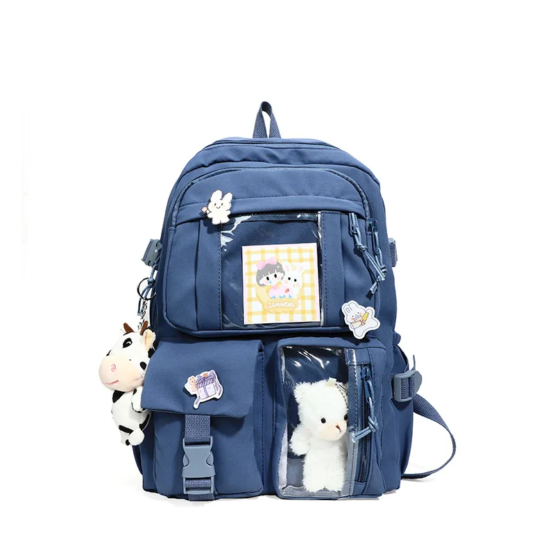 女の子のバックパックかわいいスクールバッグ学生十代の少女ポケット女性のラップトップバックパック原宿新学期 mochilas mujer y2k