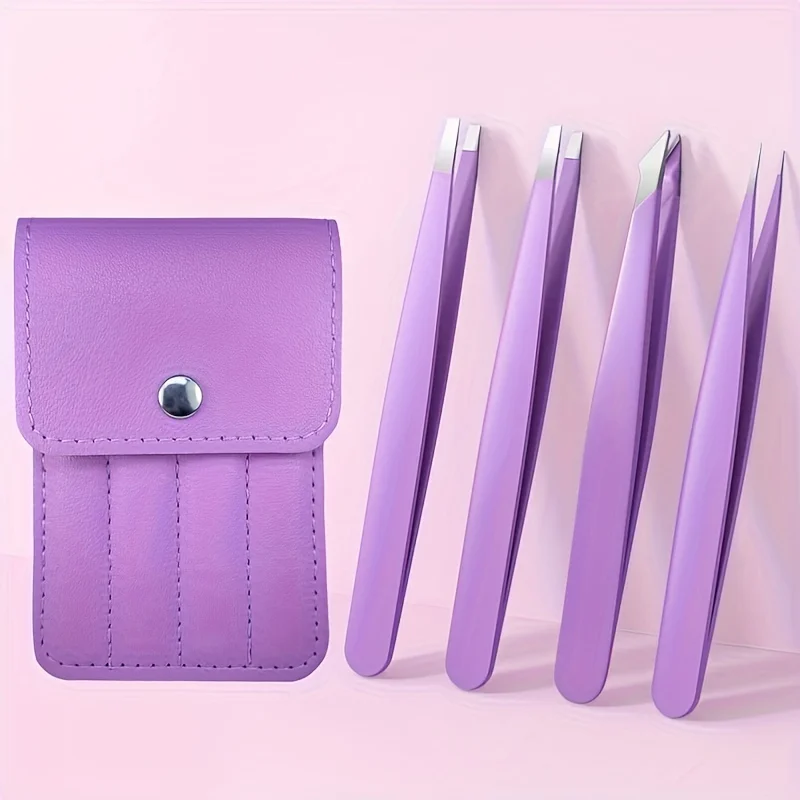 Zestaw 4 szt. kolorowych pęset do brwi, do usuwania drobnych włosków, ze stali nierdzewnej, skośne klipsy do brwi, narzędzia do makijażu.