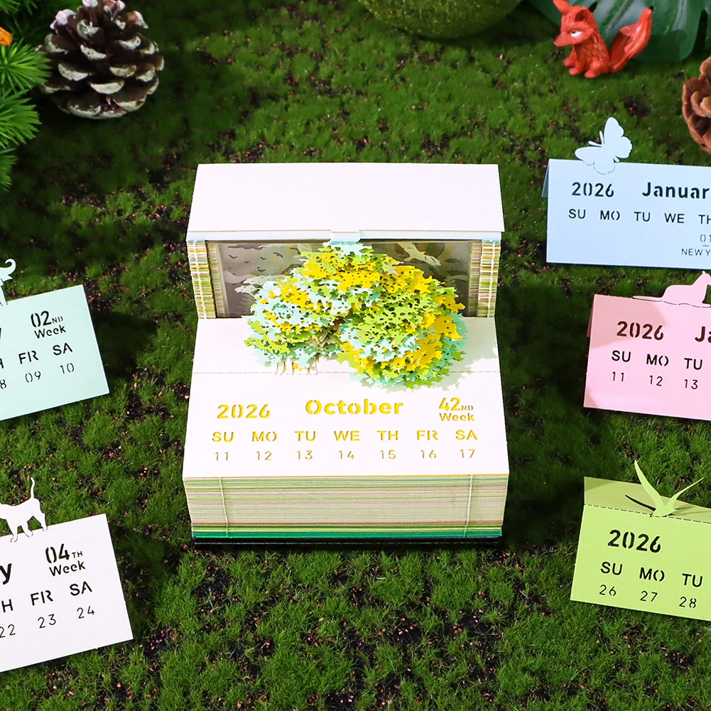 Calendario da tavolo con luci a strappo, adesivi per intaglio, palo fai da te per l'arredamento del desktop