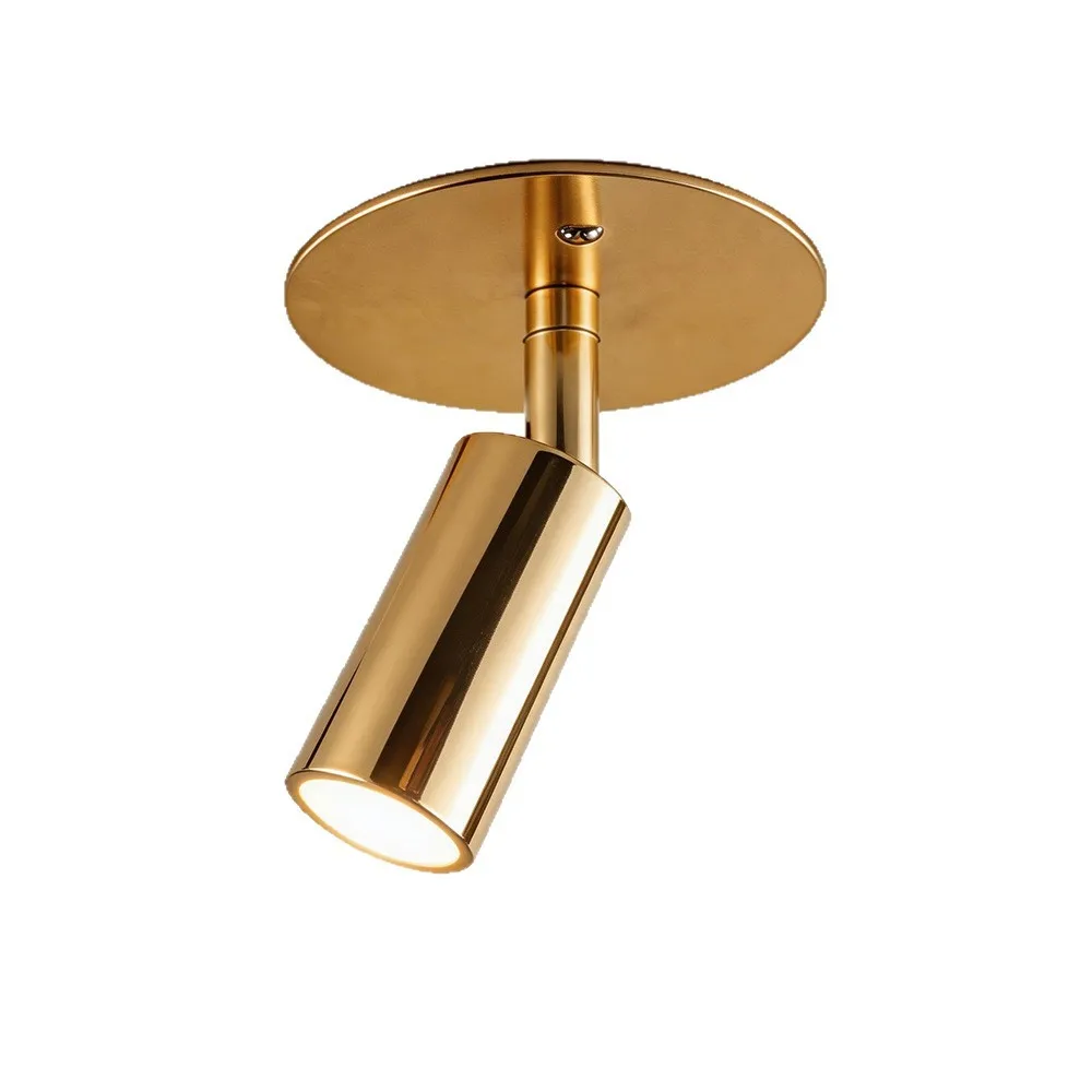 New American retro all-copper moving head spotlight Nordic simple bedroom study corridor studio brass decorative lamps