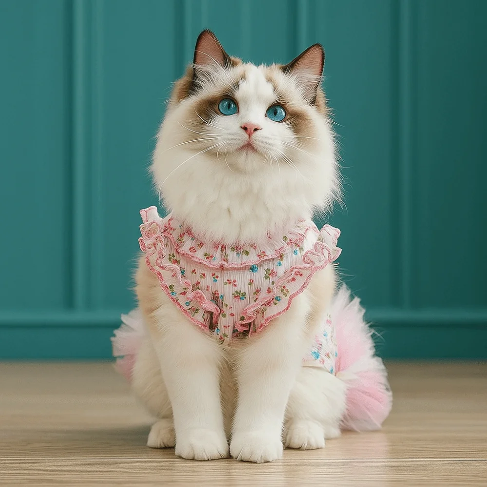 

Fashion Cute Puppy Floral Vest Soft Thin Design Cat Cake Skirt Breathable Pet Princess Dress Pet Party