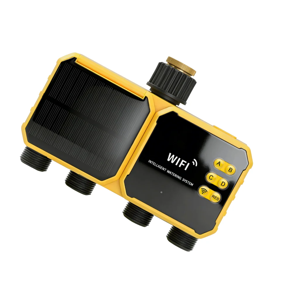 1pc Smart Solar-Powered Drip Irrigation System Intelligent Automatic 4-Way Timer Watering Device For Garden Plants Watering