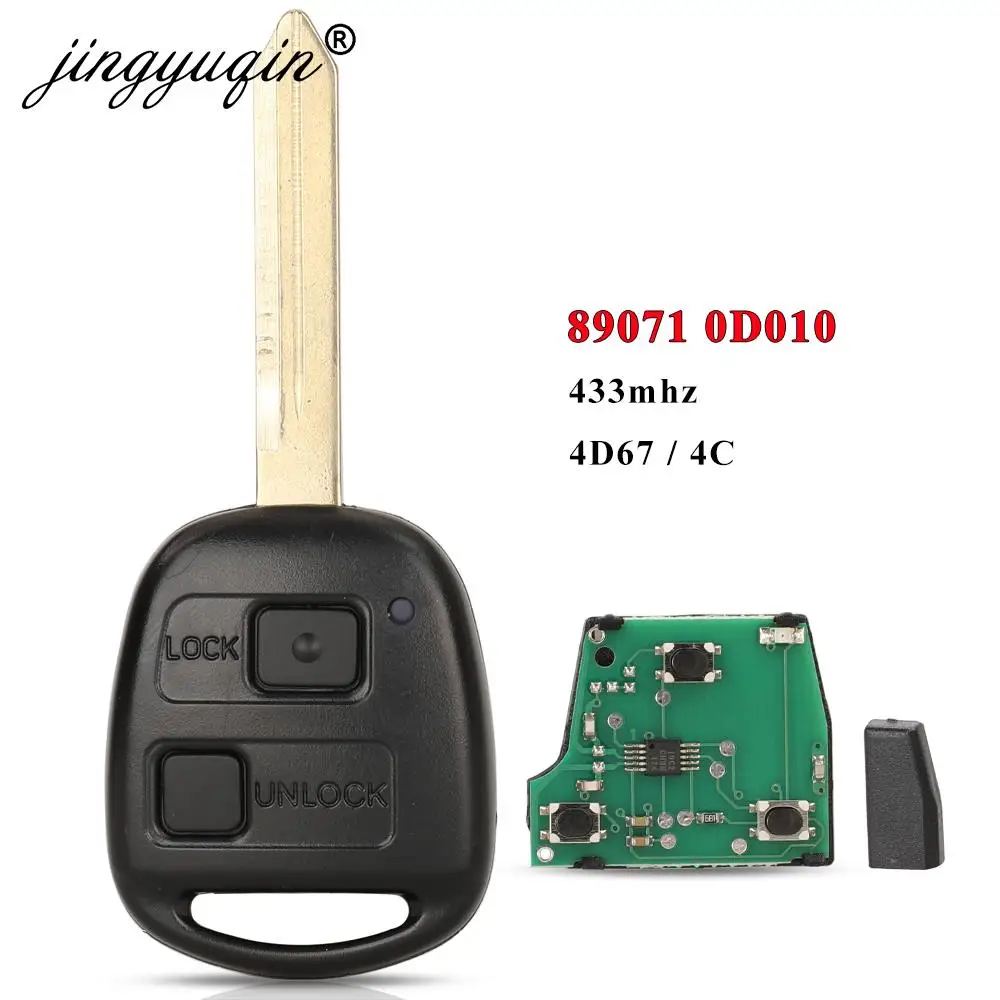 Jingyuqin P/N: 89071-0D010 Ce0165 433MHz 4D67/ 4C Chip 2/3 botones mando a distancia para Toyota Corolla Yaris Avensis 1998+