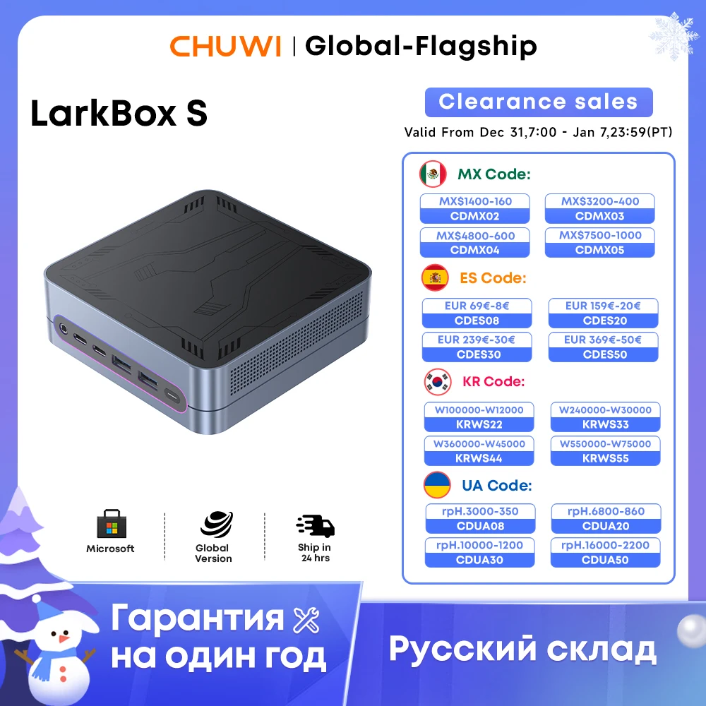 CHUWI 2024 LarkBox S Mini PC Intel Core i3-1220P Windows 11 Mini Pc 16GB DDR4 512GB PCIe M.2 SSD WIFI5 BT5.1 Desktop Computer