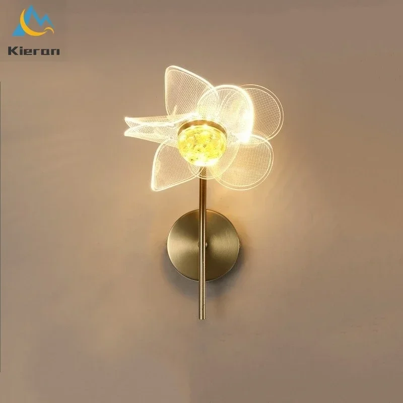 Nordic Modern Flower LED Wall Lamp Restaurant Study Bedroom KTV Bedside Wall Light Living Room Decoration Sunflower Wall Lights
