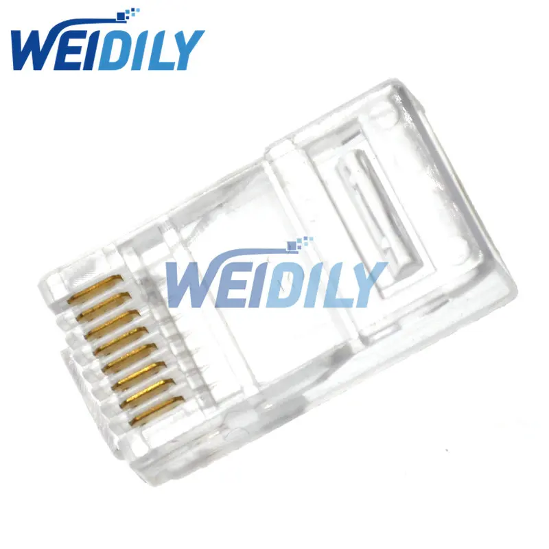 10PCS Crystal Head RJ45 CAT5 CAT5E Modular Plug Gold Plated Network Connector