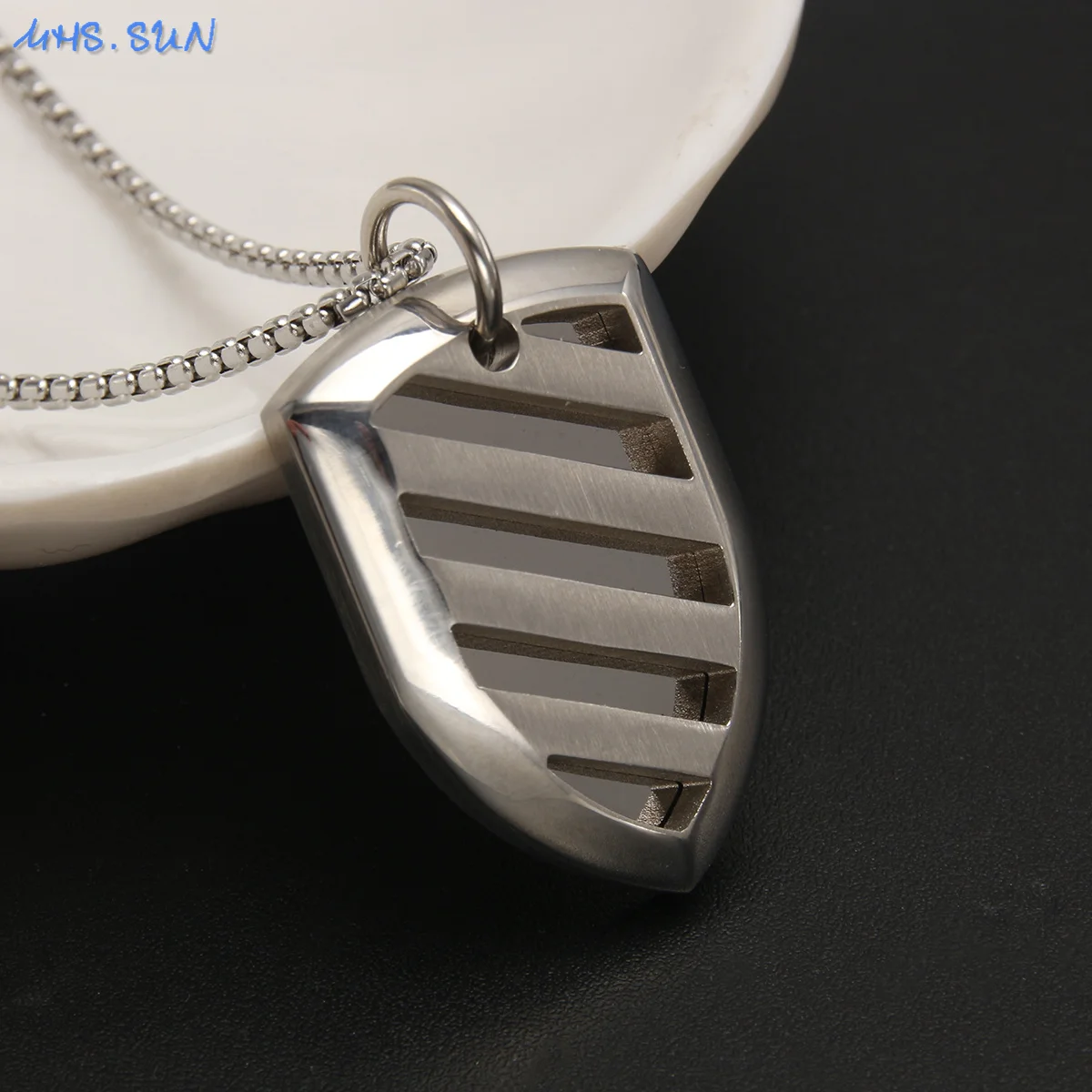 MHS.SUN Shield/Ivory/Heart Pendants Necklaces Stainless Steel Link Chain Silvery Punk For Women Men Simplicity Collar Jewelry