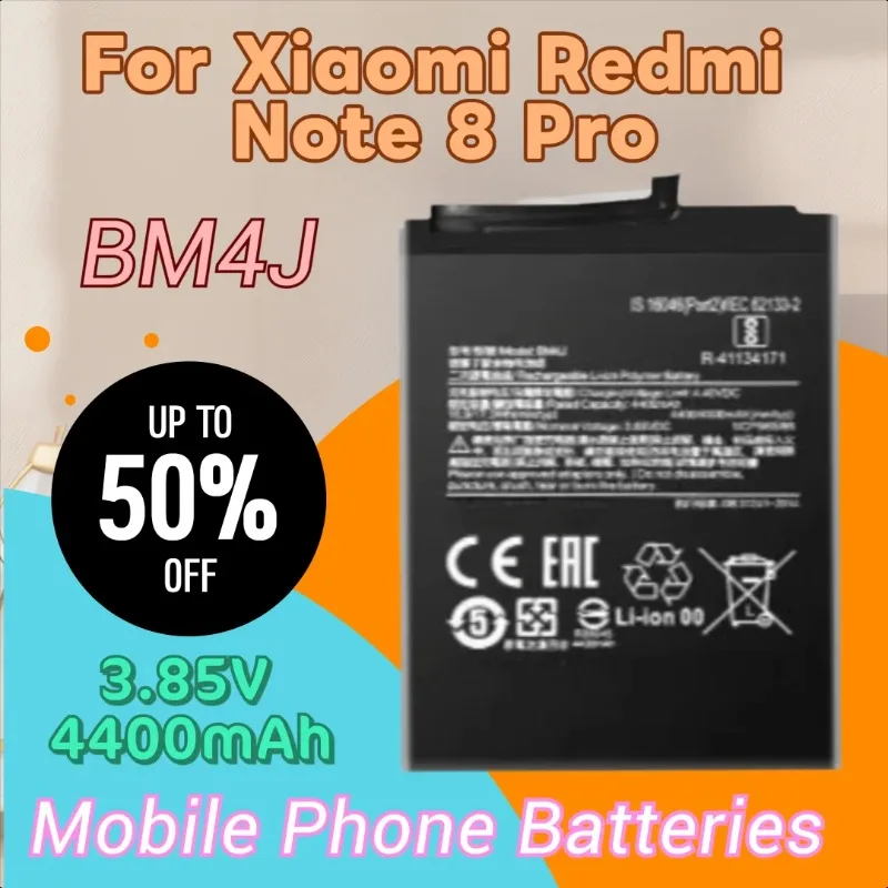 

High Quality New 3.85V 4400mAh BM4J Battery for Xiaomi Redmi Note 8 Pro High Quality Replacement Phone Battery