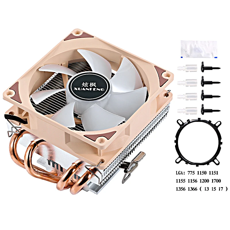 Ventilador de Refrigeração CPU Refrigerado a Ar, 4 Heat Pipe, Processador PC, Adequado para Instalação LGA775, 115x1200, 1700, 1356, 1366, i3, i5, i7, AMD