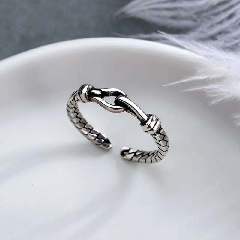 New in 925 Sterling Silver Chain Weave ​Adjustable Women's Ring Wedding Jewelry Accessories Wholesale