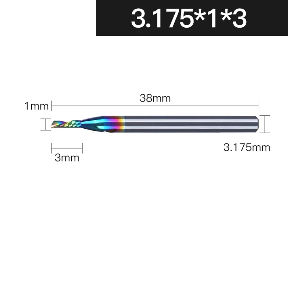 Fresa de Madeira Aço Tungstênio Carboneto Sólido Fresa Cnc Gravura Bit para Alumínio Espiral Ferramenta para Trabalhar Madeira 1pc 3.175 mm