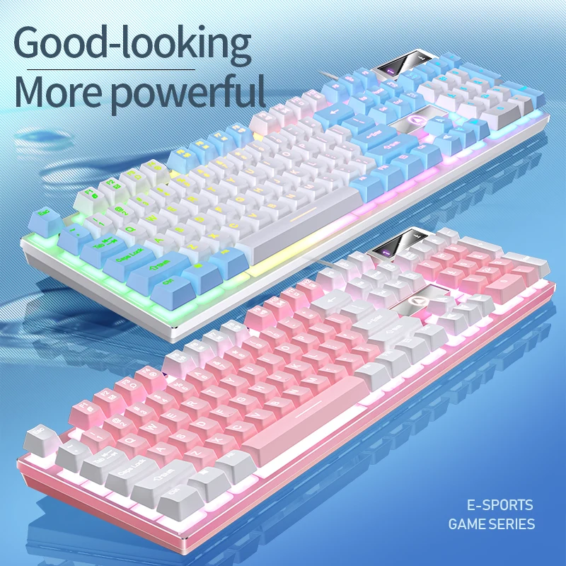 104 Keys Wired Mechanical Keyboard USB RGB Backlit Keyboard  Gaming Mechanical Keyboard Desktop Computer Accessories