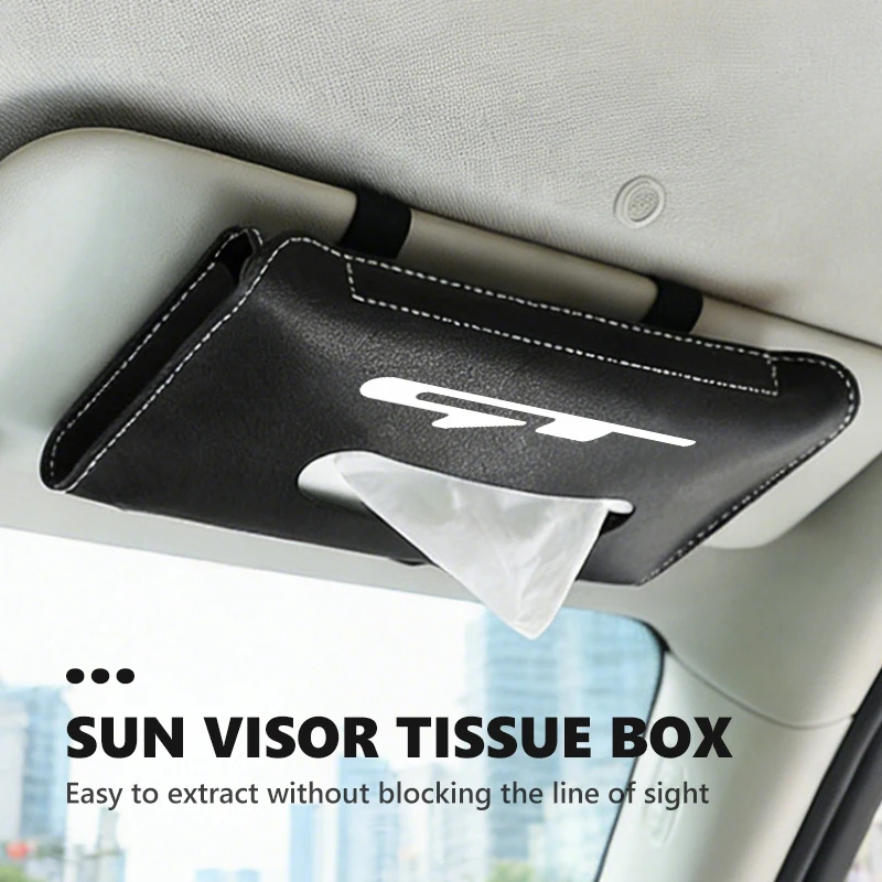 For KIA Car Sun Visor Armrest Seat Back Leather Tissue Box Cover Auto Interior Storage Decor GT Carens Stonic Ceed Sportage Rio