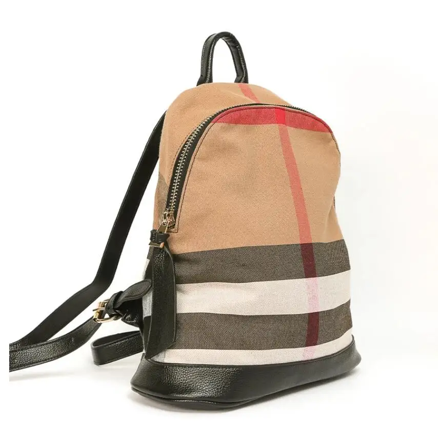 Women Large Capacity Backpack Purses  Plaid Hit Canvas Female Vintage Bag School Bags Travel Bagpack Ladies Bookbag Rucksack