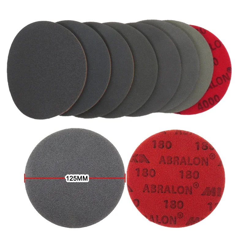 5 Inch Wet and Dry Mirka Sponge Sandpaper Flocking Back Velvet 180/360/500/600/1000/2000/3000/4000 Grit Abrasive For Grinding