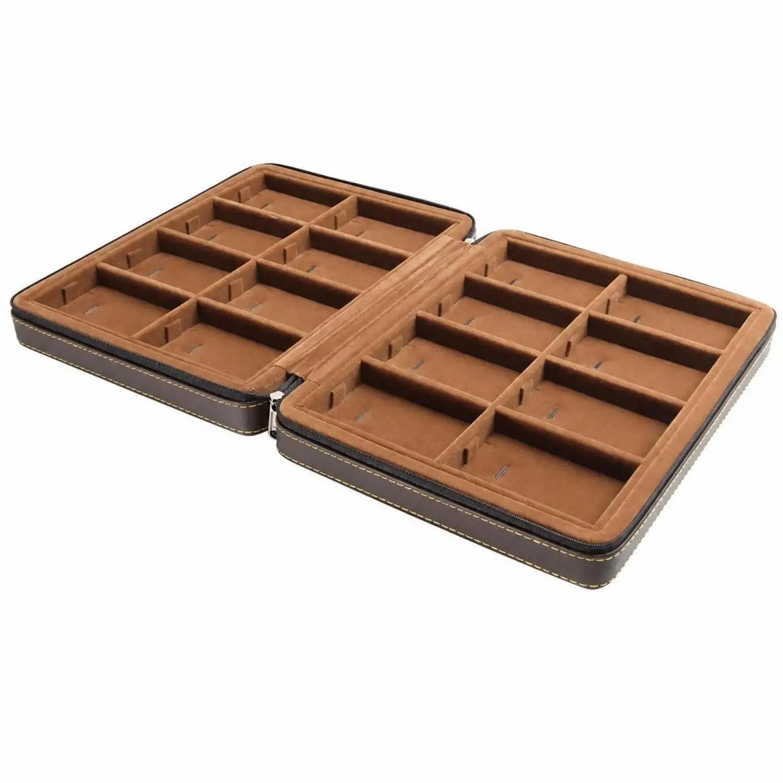 Rigid Double-Layer Jewelry Box | Secure Zippered Closure, Padded Slots for Rings, Exhibitions